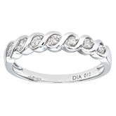 0.1ct Round Diamond Bezel Set 7-Stone Eternity Ring in UK Hallmarked 9ct White Gold